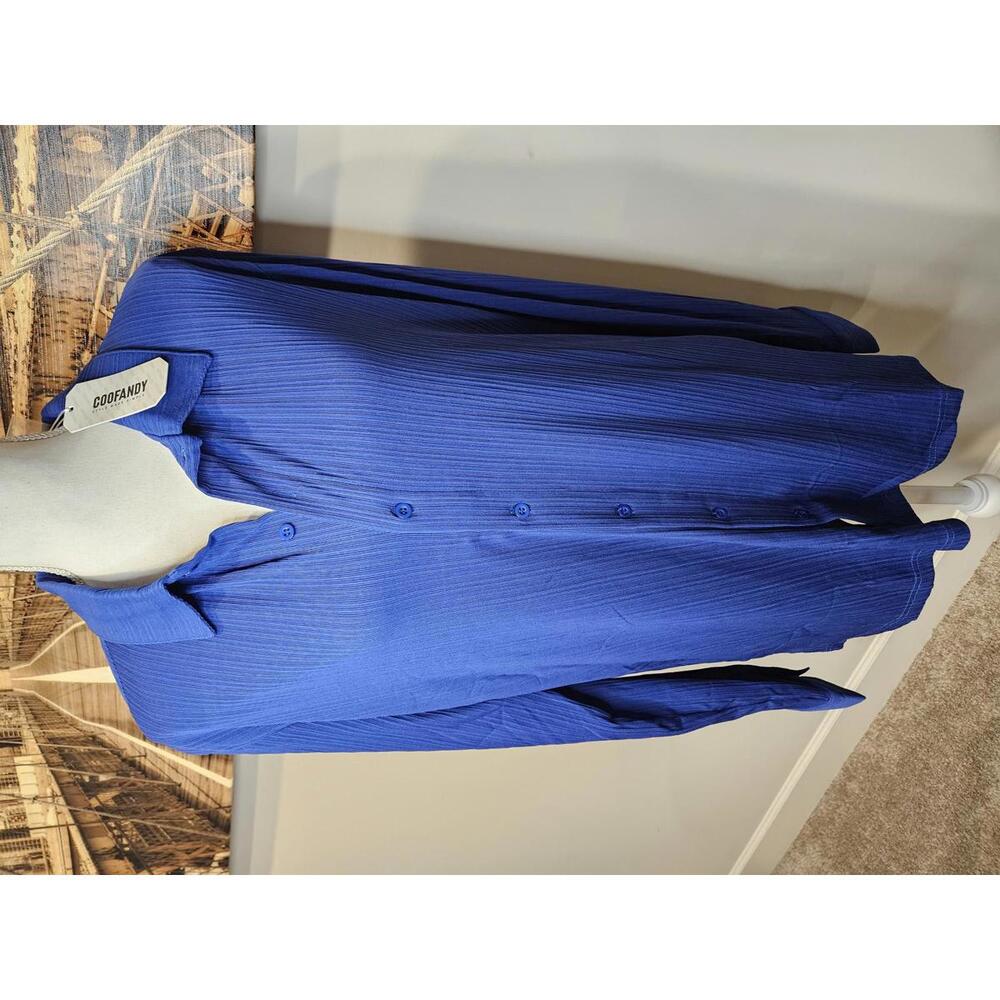 Nwt Coofandy Men's Stretchy Blue Long Sleeve Size L 800-1 - Picture 1 of 7